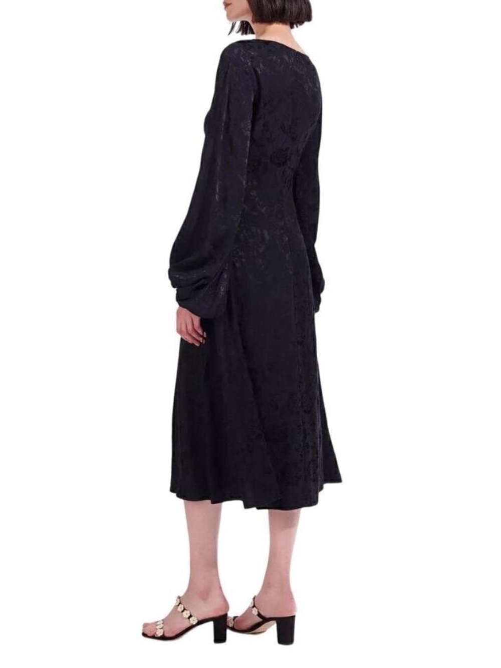 STAUD Black Silk Midi Dress Size 4 - Picture 2 of 10